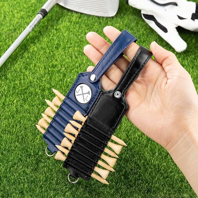 Personalized Golf Bag Tag Tee Holder Custom Golf Club Monogram Leather Golf Tee Holder with Name 7 Pcs Golf Tees Sports Accessories Birthday for Golf Players Men Dad Father Grandpa