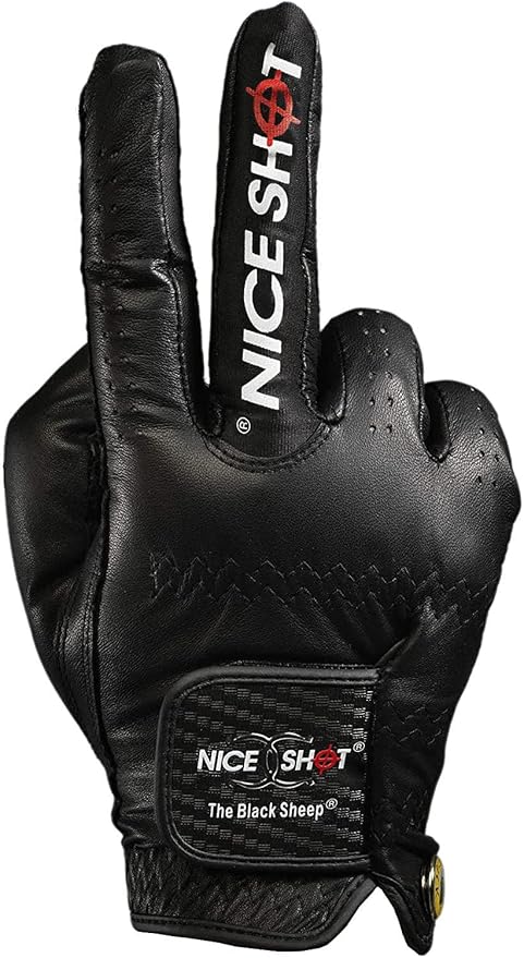 Nice Shot The Bird Men's Golf Glove in Black Cabretta Leather