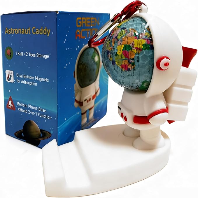 Golf Tee Holder, Astronaut-Shaped Golf Tee Holder and Phone Stand, Fun Golf Accessories for Men and Women, Stylish Golf Bag Accessory and Golf Gift