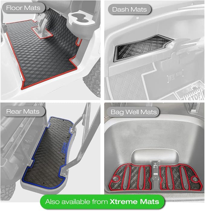 Xtreme Mats Bag Well Mat Rubber Liner Insert Protects Plastic Surfaces from Scuffs for Golf Carts - Compatible with Yamaha DR2 Drive2 EFI QuieTech - RED Trim