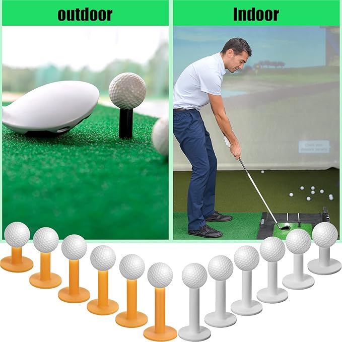 Skylety 24 Pcs 6 Size Rubber Golf Tees for Mats Plastic Golf Tee Holder in 2 Colors Rubber Holders for Simulator and Driving Range Indoor Outdoor Practice Accessories 1.5 2.13 2.27 2.5 3 3.25 Inch