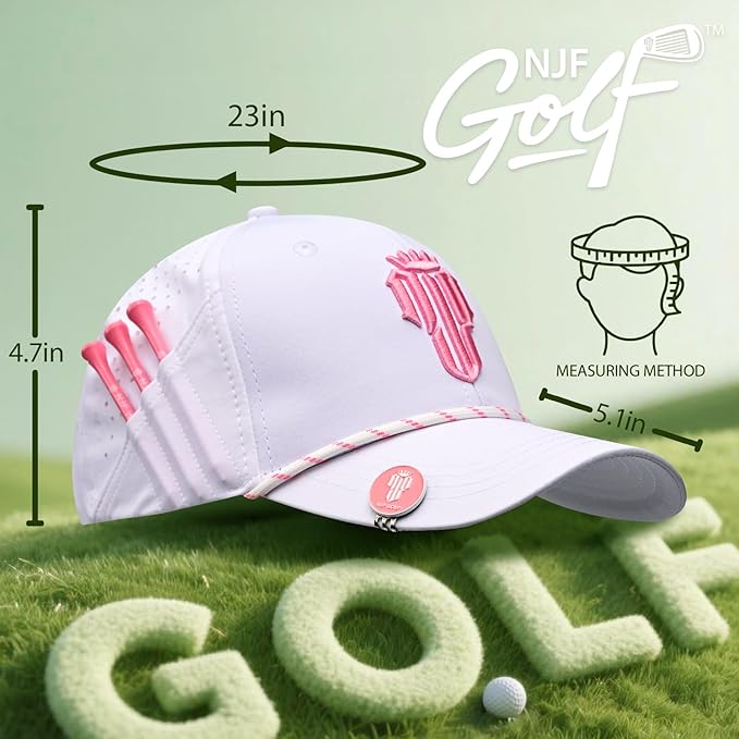 NJF Golf™ Hat Men - Breathable Mens Golf Hats, Adjustable Rope Snapback Cap, Convenient Cap with Tee Holder