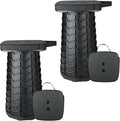 Boreeman Upgraded Collapsible Stool, Square Portable Stool, Lightweight Yet More Sturdy with Load Capacity 400lbs, Perfect for Camping Fishing Hiking BBQ (1, 2-Pack Black)