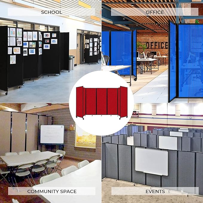 Versare Room Divider 360 Portable Wall Partition | Folding Panels | Large Freestanding Divider | Locking Wheels | Temporary Room Separator | 14' x 7'6'', Ocean
