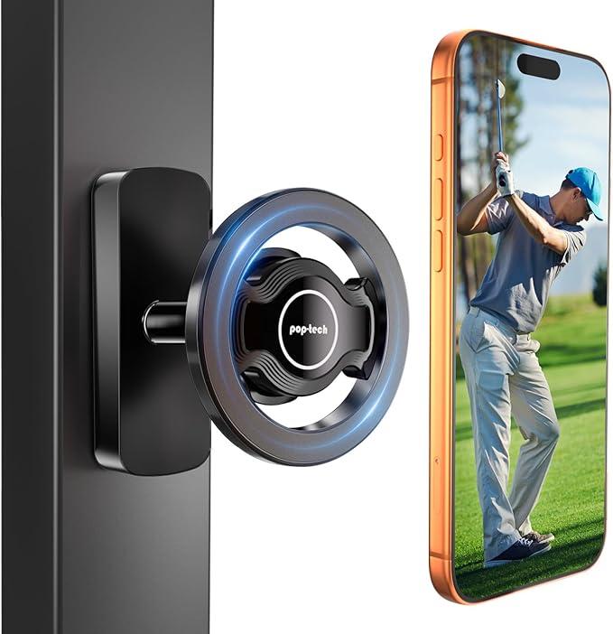 pop-tech Magnetic Golf Cart Phone Holder for MagSafe iPhone 17 Pro Max 16 15 14 13 12 Fits EZGO, Club Car, Yamaha, Icon, Golf Cart Accessories Essential Gift for Men Women Dad