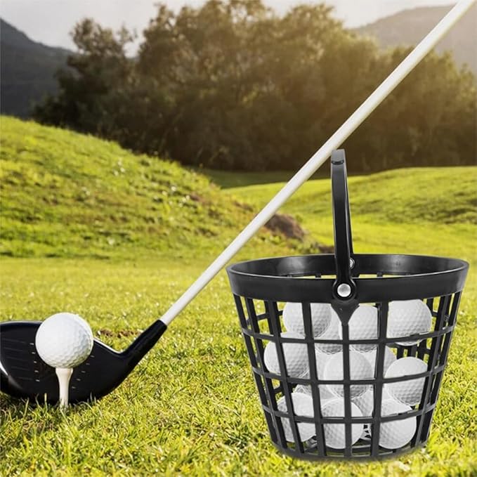 ZLY Golf Ball Basket,Golf Ball Container Ball Bucket with Handle,Holds 25 Balls,Plastic Balls Holder,Black (Holds 25 Balls)