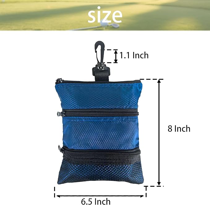 Portable Golf Ball Storage Bag, Multiple Pockets with Zippers for Golf Accessories, Suitable for Men and Women to Store Golf Accessories