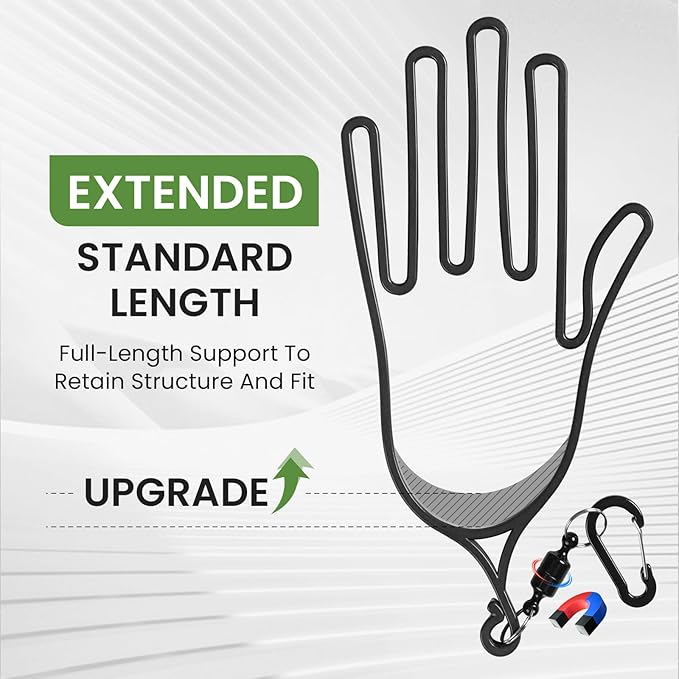 FINGER TEN Golf Gloves Stretcher Universal with Strong Magnetic Carabiner Clip 2 Pack, Durable Glove Support Plastic Holder Hanger Keeper Dryer, Size Large XL for Men Women