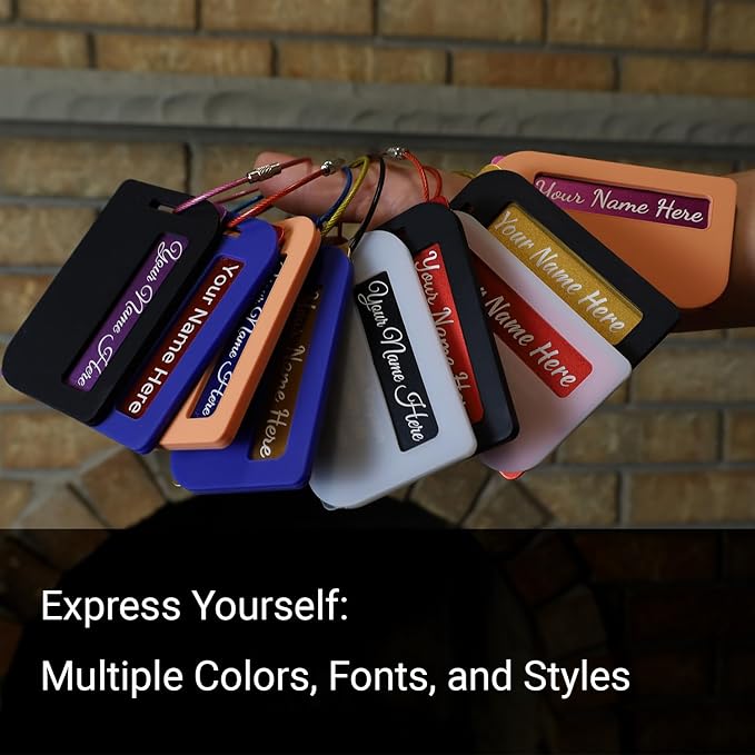 Full Privacy Customized Metal Luggage Tags - Laser Engraved Aluminum Luggage Tags with Silicone Sleeves Pack of 4 (Privacy-Enhanced Bundle, 2x3.5)