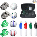 Golf Ball Line Marker Tool, 4pcs Golf Ball Marker Stencil with 4 Colors Golf Ball Markers, Golf Ball Alignment Drawing Tool with a Organizer Case