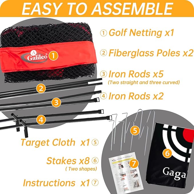 Gagalielo Golf Hitting Net：Professional Practice Accuracy with Target Mat Driving Swing Indoor Outdoor Training Backyard Garage Gift for Golfers