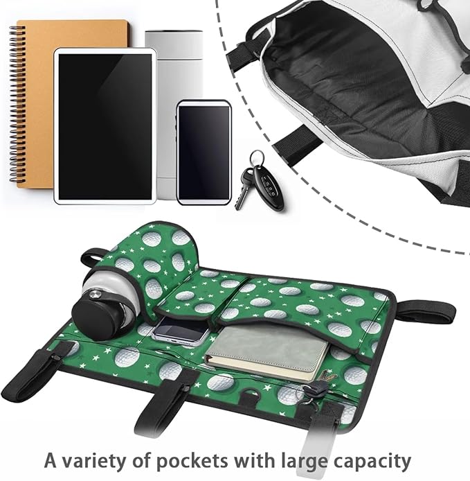 Fashion Golf Cart Rear Seat Organizer Lightweight Storage Bag Accessories for Club Car, Wheelchair and Walker