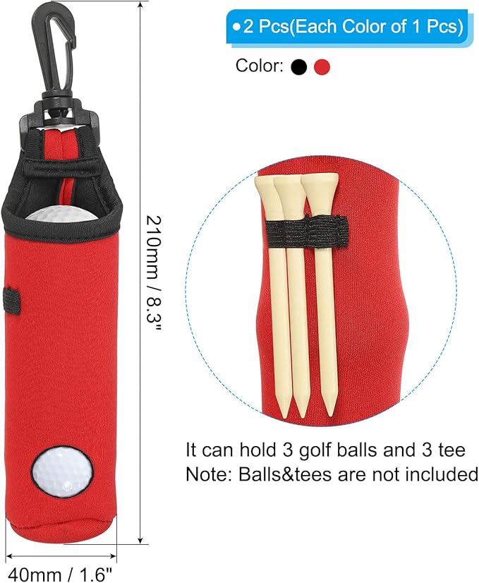 PATIKIL Golf Ball Carry Bag, Golf Tee Holders Pouch Portable Neoprene Golf Ball Holder with Clip for Men and Women Storage Gifts
