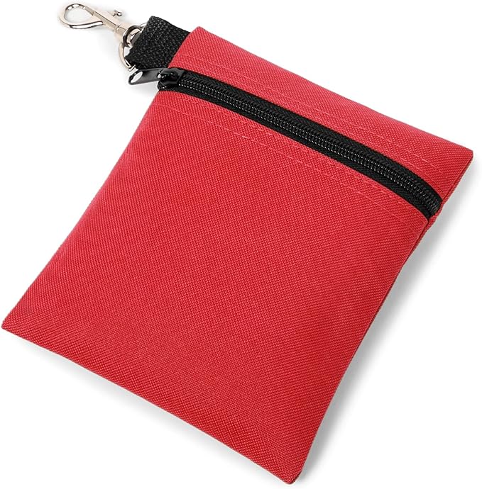 BuyAgain Golf Tee Pouch, 5.62 X 6.87 Inch Professional Zipper Golf Tee/Ball Pouch Bag with Metal Lobster Claw Clip