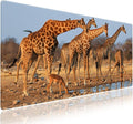 Wknoon. Extra Large Gaming & Office Mouse Pad (31.5" x 11.8") – A Group of South African Giraffes at a Waterhole, Premium XXL Desk Mat with Durable Stitched Edges & Smooth Surface & Anti-Slip Base