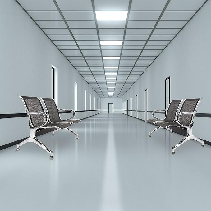 Kinfant Waiting Room Chairs - Reception Guest Bench for Airport Hospital Bank Salon Barber (Black)