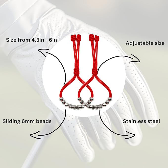 LAMIBEE Pack of 2 Golf Glove Bead Stroke Counter, 10 Stainless Steel Beads Score Counter for Gloves, Stroke Count Resizable Easy to Adjust Golf Round Scoring Tracker Accessory