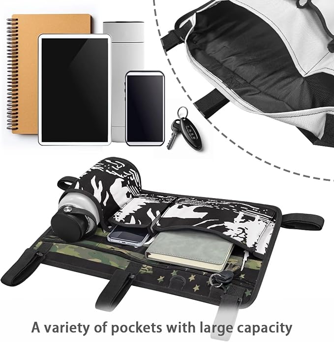 American Flag Golf Cart Bag, Golf Cart Rear Seat Organizer with Open Pockets for Golf Balls & Bottles