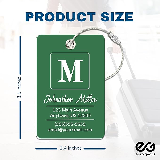 Personalized Luggage Tag | 2 Pack | Custom Luggage Tags for Suitcases | Kids Backpack Tag | 10 Color Options & Choose Font, Font Color