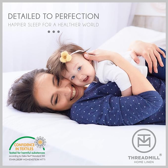 Threadmill California King Sheets - 800 Thread Count Jacquard Celine Hotel White, 100% Pure Cotton 4 Piece Striped Bed Set, ELS Cotton, Luxury Damask Sheets with Elasticized Deep Pocket