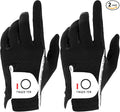 FINGER TEN Men's Golf Gloves for Right Left Handed Golfer Rain Grip Value 2 Pack, Golf Glove for Left or Right Hand Hot Wet Weather No Sweat Black Gray White Blue