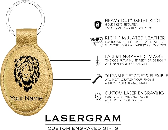 LaserGram Oval Keychain, Palm Trees, Personalized Engraving Included (Gold)