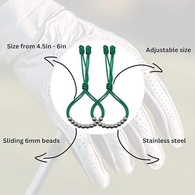 LAMIBEE Pack of 2 Golf Glove Bead Stroke Counter, 10 Stainless Steel Beads Score Counter for Gloves, Stroke Count Resizable Easy to Adjust Golf Round Scoring Tracker Accessory