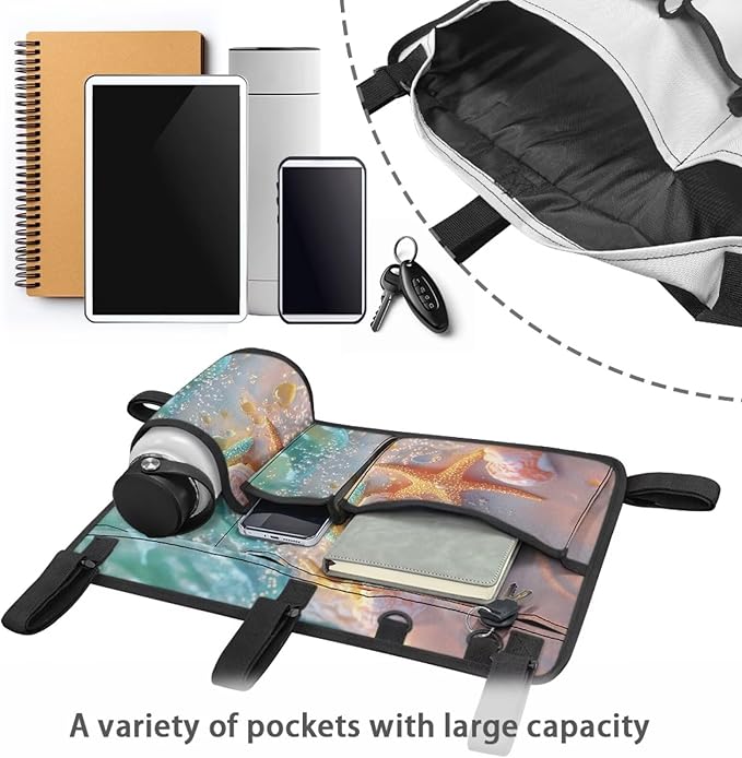 Fashion Golf Cart Rear Seat Organizer Lightweight Storage Bag Accessories for Club Car, Wheelchair and Walker