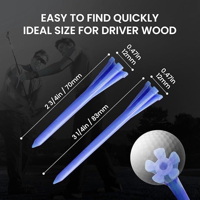 FINGER TEN Golf Tees Plastic Unbreakable Easy to Find Bulk Value 500 Count, 2 3/4 3 1/4 Inch Stable Tee Driving Range Reduce Friction, Green Red White USA Flag Practice