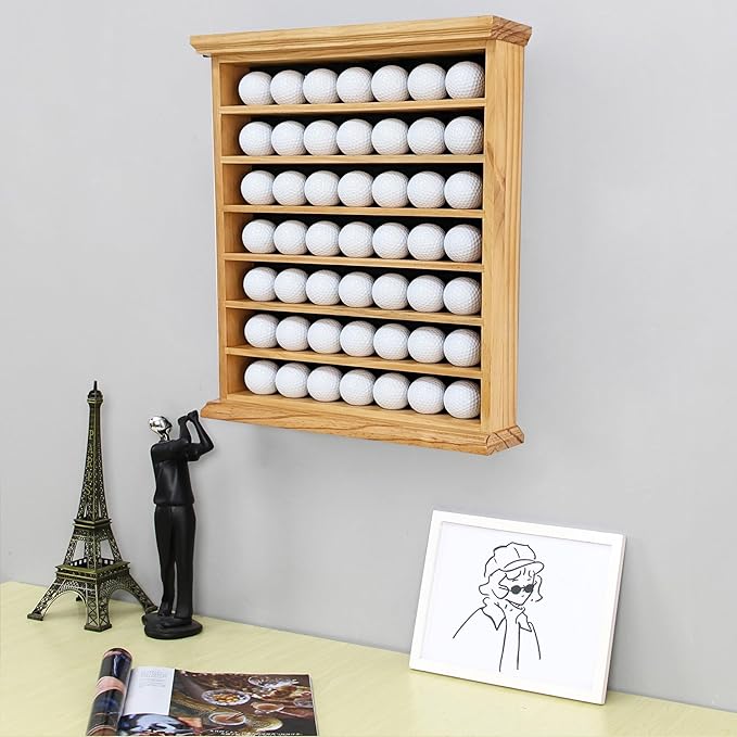 Elegant Golf Ball Display Case - Wall Mount Shadow Box for Store or Exhibition, for Golf Enthusiasts, Solid Wood Organizer Stylish Wall Mount Display Case for Home, Office, or Store