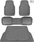 CAR PASS Heavy Duty Rubber Gray Car Floor Mats & Cargo Liners, Deep Dish All-Weather Trunk Mats Durable Anti-Slip 3D Rhombus Waterproof Trim to Fit Liner Universal Fit Auto,Sedan,SUV,Truck, Gray