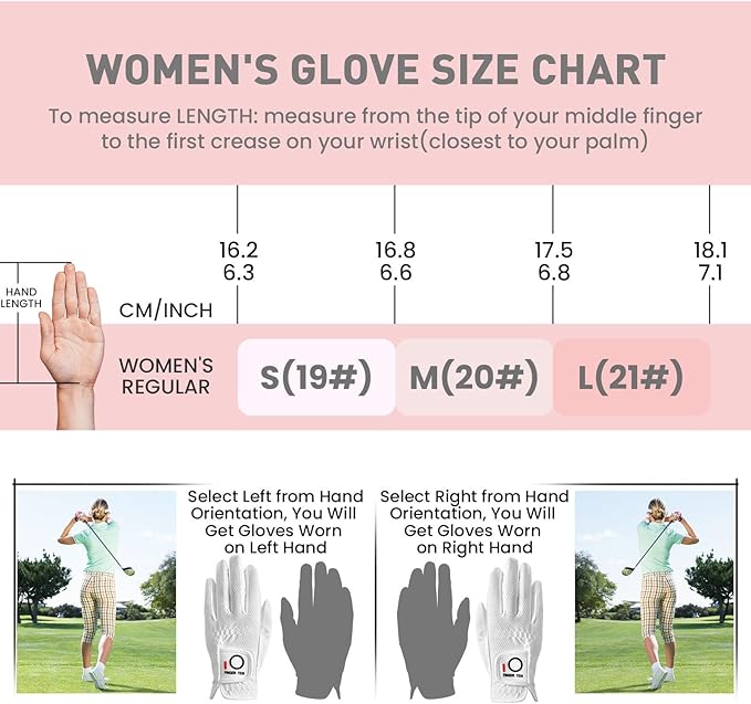 FINGER TEN Womens Golf Glove Right Handed Golfer Left Hand Rain Grip Hot Wet All Weather Value 2 Pack, Golf Gloves Breathable Flexible for Ladies Women
