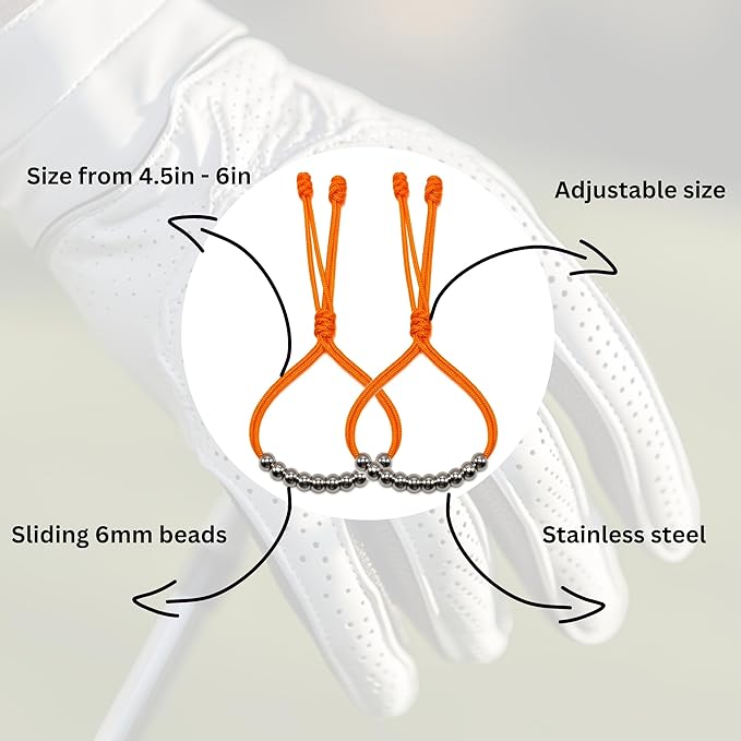 LAMIBEE Pack of 2 Golf Glove Bead Stroke Counter, 10 Stainless Steel Beads Score Counter for Gloves, Stroke Count Resizable Easy to Adjust Golf Round Scoring Tracker Accessory
