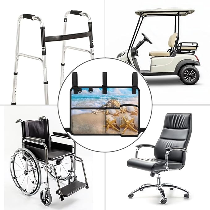 Beach Golf Cart Rear Seat Organizer Foldable Storage Bag for Club Car, Wheelchair and Walker