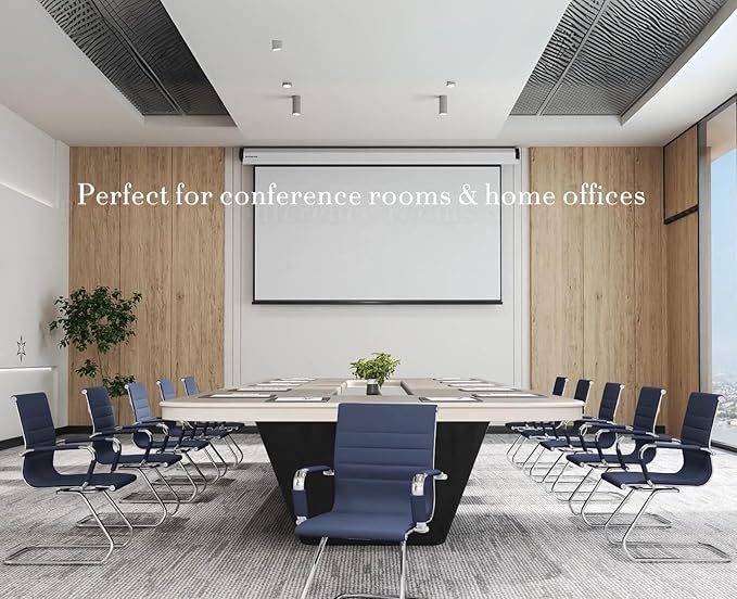 CIMOTA Waiting Room Chairs Leather Office Guest Chair Mid Back Reception Chairs with Sled Base for Meeting/Patient/Conference Room, Navy Set of 2