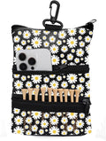 Golf Bag Accessories Valuables Pouch Bags Multi Pocket Zipper Hook with 10 Pcs Wood Golf Tees for Men Women