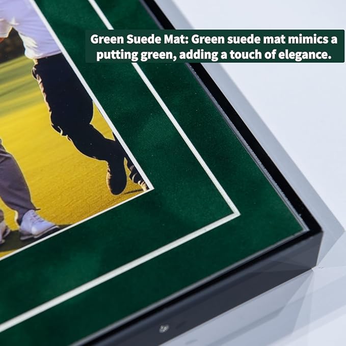 One-Shot Victory Golf Ball Display Frame – Acrylic Case with External Ball Mount, Custom Photo & Nameplate, Green Suede Mat, Elegant Golf Keepsake Gift（vertical design）