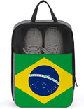 Portable Travel Shoe Bag Brazilian Brazil Flag Portable Shoe Organizer with Zipper Closure Storage Sneaker Travel Bag