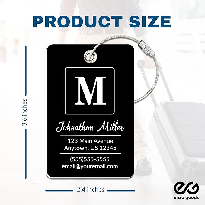 Personalized Luggage Tag | 10 Pack | Custom Luggage Tags for Suitcases | Kids Backpack Tag | 10 Color Options & Choose Font, Font Color