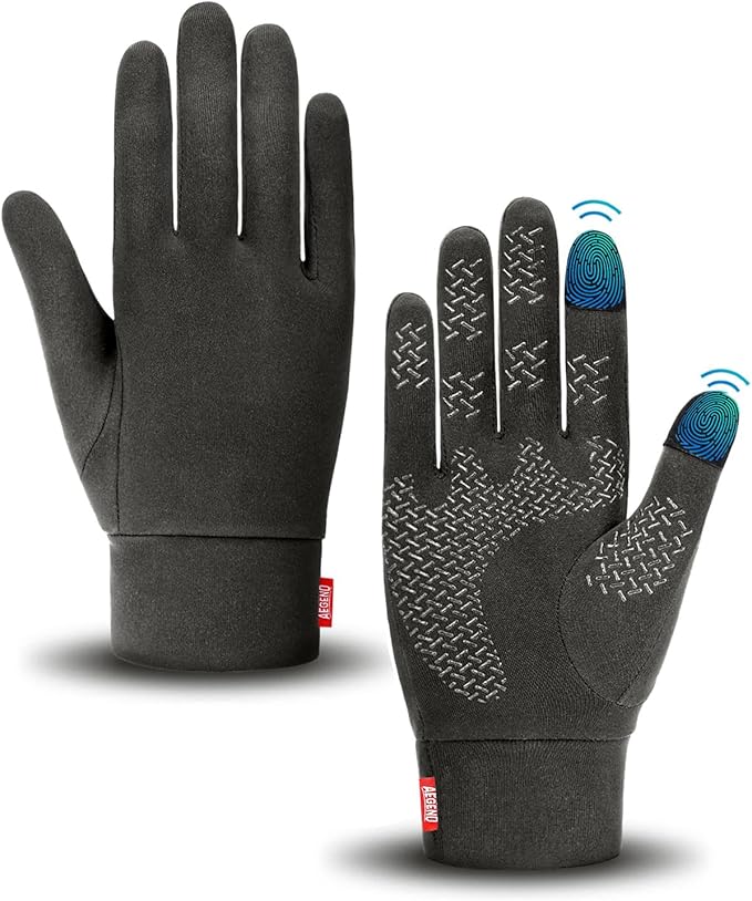 Aegend Lightweight Winter Gloves for Men Women, Warm Running Gloves Touchscreen Thermal Glove Liners for Cold Weather Driving, Cycling & Hiking, Non-Slip, Elastic Cuff, Stretchy, Durable