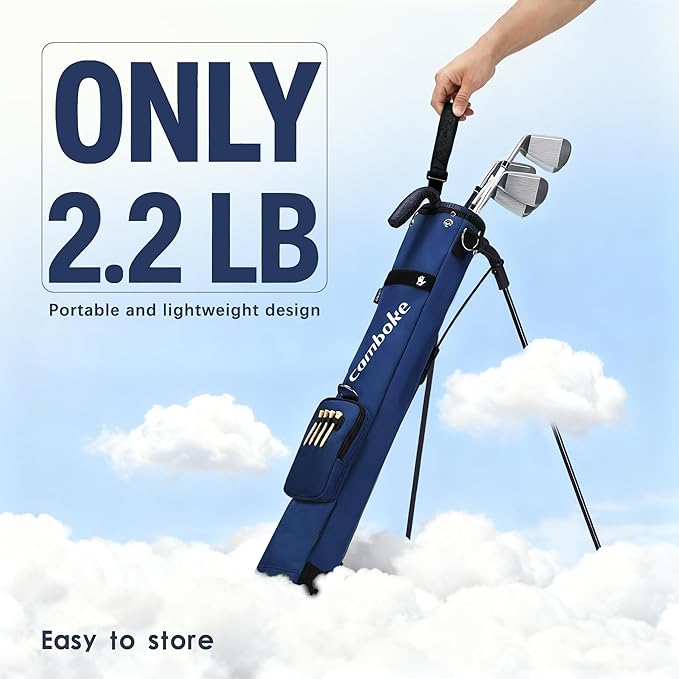 Lightweight Golf Stand Bag, Portable and Durable Golf Carry Bag with Padded Strap and Pocket, Sunday Bag for The Driving Range, 2-Way Divider Practice Bag for Men and Women