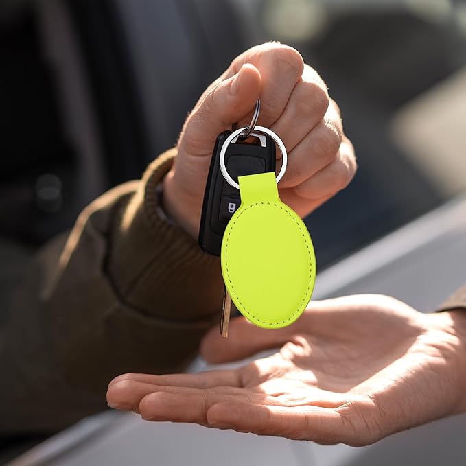 LaserGram Oval Keychain, Golf Ball, Personalized Engraving Included (Neon Green)