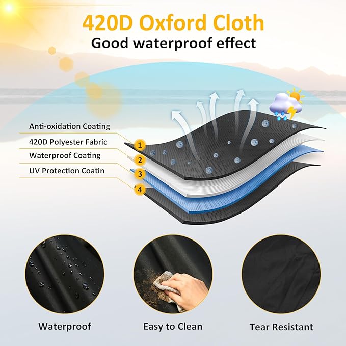 Falafa Golf Cart Cover 2 Passenger, Heavy Duty 420D Waterproof All Weather Protection, Universal Fit for EZGO Club Car Yamaha with Storage Bag & Reflective Strips