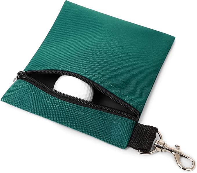 BuyAgain Golf Tee Pouch, 5.62 X 6.87 Inch Professional Zipper Golf Tee/Ball Pouch Bag with Metal Lobster Claw Clip