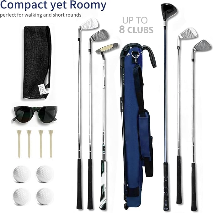Lightweight Golf Stand Bag, Portable and Durable Golf Carry Bag with Padded Strap and Pocket, Sunday Bag for The Driving Range, 2-Way Divider Practice Bag for Men and Women