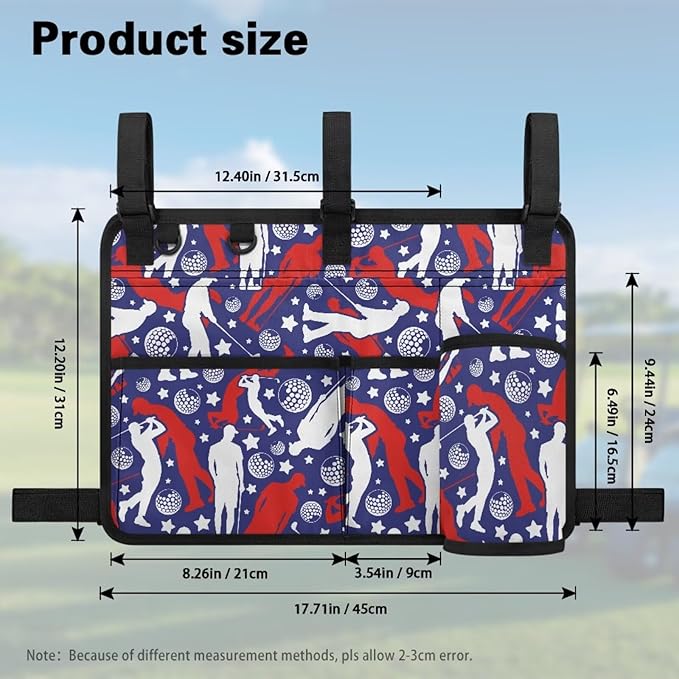 Fashion Golf Cart Rear Seat Organizer Lightweight Storage Bag Accessories for Club Car, Wheelchair and Walker
