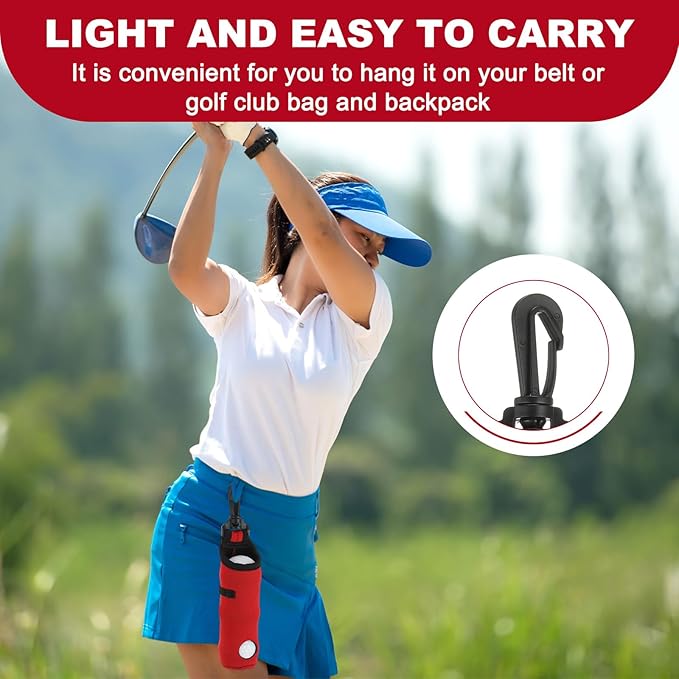uxcell Golf Ball Carry Bag, Waist-Mounted Storage Bag Neoprene Golf Tee Holder Pouch with Lightweight Hook for Men and Women