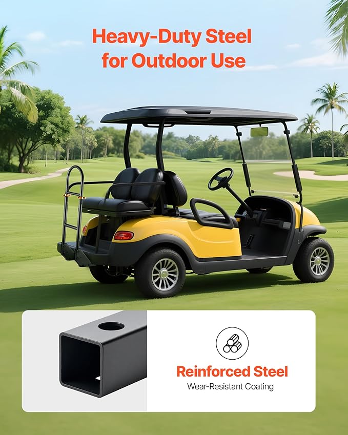 VEVOR Golf Cart Rear Seat Grab Bar, Compatible with Yamaha Club Car EZGO, Most Golf Carts with Metal Footplates, No Modification Needed, 27.5 to 33.5 Inch Height Adjustable