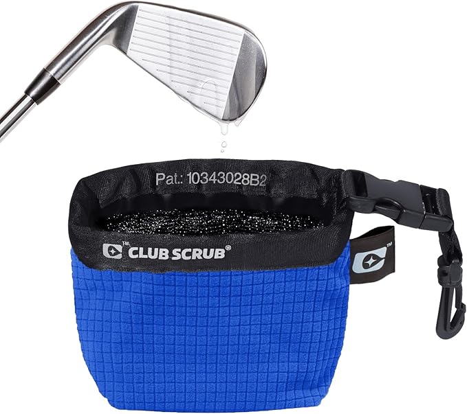 Club Scrub Golf Club and Golf Ball Cleaning Bag, Waterproof Clean Face Technology Liner, Detachable Clip, Machine Washable, Cleans Club Grooves, Dry Exterior (Neoprene or Microfiber Option Available)