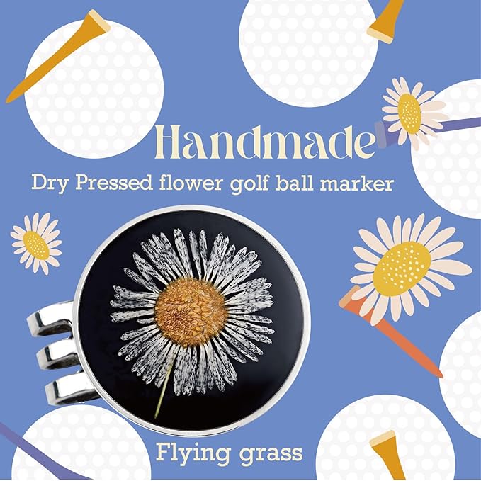 Golf Ball Marker hat Clip with Ball Marker, Handmade Pressed Flower Golf Marker, Golf Gifts, Golf Accessories for Women